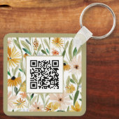 Rustieke Waterverf Wilde Bloemen Logo QR Code Sleutelhanger (Achterkant)
