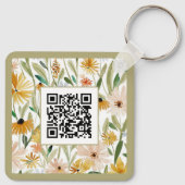 Rustieke Waterverf Wilde Bloemen Logo QR Code Sleutelhanger (Achterkant)