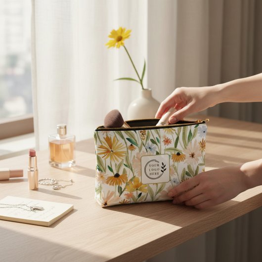 Rustieke Waterverf Wilde Bloemen Toevoegen Logo Co Etui