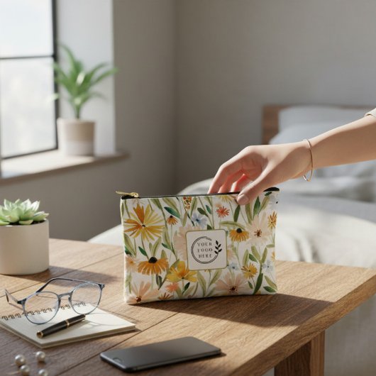 Rustieke Waterverf Wilde Bloemen Toevoegen Logo Co Etui
