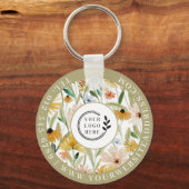 Rustieke Waterverf Wilde Bloemen Toevoegen Logo Co Sleutelhanger (Voorkant)