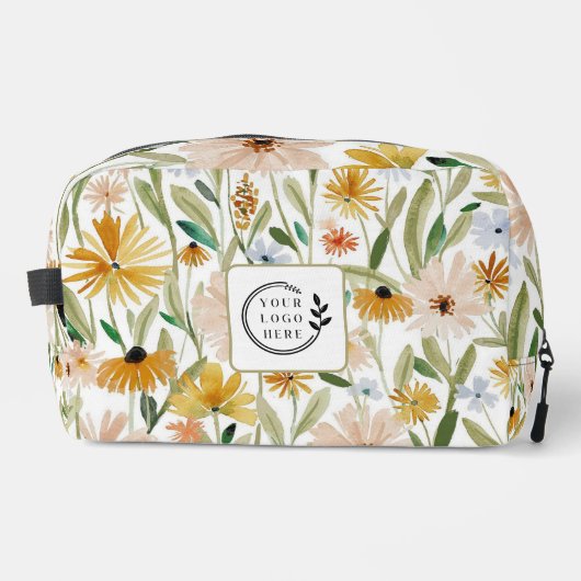 Rustieke Waterverf Wilde Bloemen Toevoegen Logo Co Toilettasje (Voorkant)