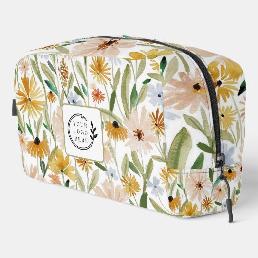 Rustieke Waterverf Wilde Bloemen Toevoegen Logo Co Toilettasje (Rechterhoek)