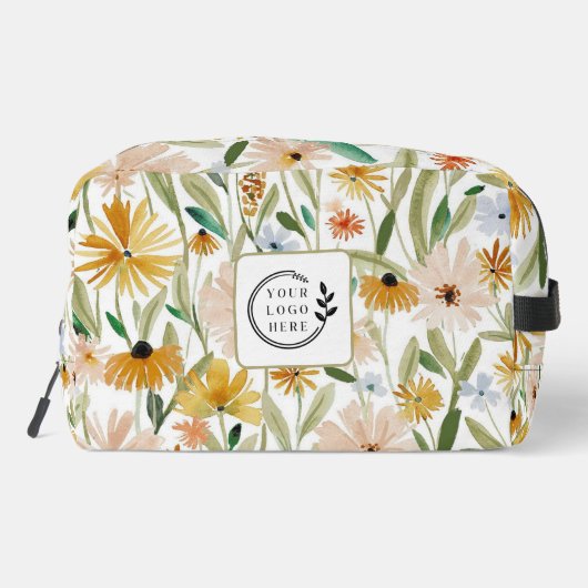 Rustieke Waterverf Wilde Bloemen Toevoegen Logo Co Toilettasje (Achterkant)
