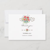 Rustieke Waterverf Wilde Bloemen Trouw Dankjewel Bedankkaart (Voorkant)