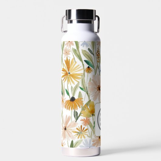 Rustieke Waterverf Wilde Bloemen Voeg Logo Bedrijf Waterfles (Voorkant)