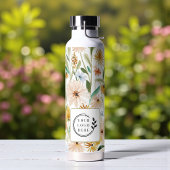 Rustieke Waterverf Wilde Bloemen Voeg Logo Bedrijf Waterfles