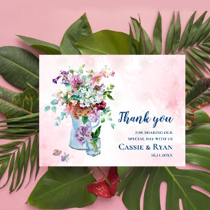 Rustieke Waterverf Wildflower bruiloft Dank u Briefkaart