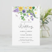 Rustieke Waterverf Wildflower bruiloft Kaart (Staand voorkant)