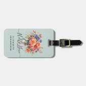 Rustieke Waterverf Wildflower Mason Jar Bord Blauw Bagagelabel (Voorkant horizontaal)