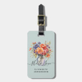 Rustieke Waterverf Wildflower Mason Jar Bord Blauw Bagagelabel (Voorkant verticaal)