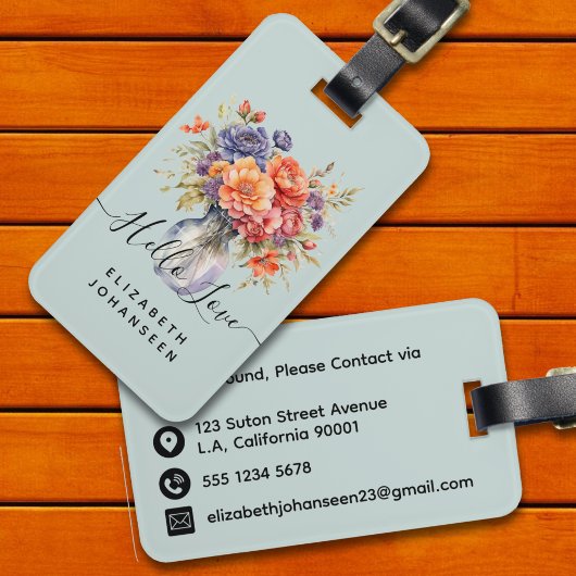 Rustieke Waterverf Wildflower Mason Jar Bord Blauw Bagagelabel