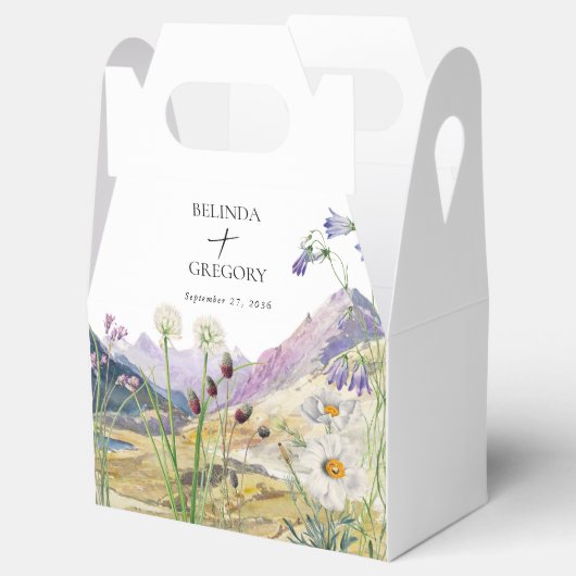 Rustieke Waterverf Wildflower Mountain bruiloft Bedankdoosjes (Geopend)