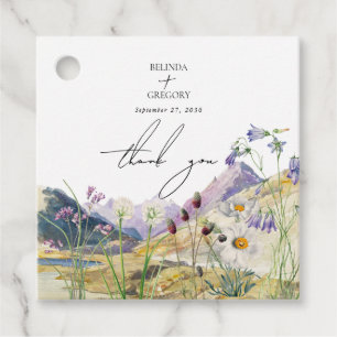 Rustieke Waterverf Wildflower Mountain bruiloft Bedankjes Labels
