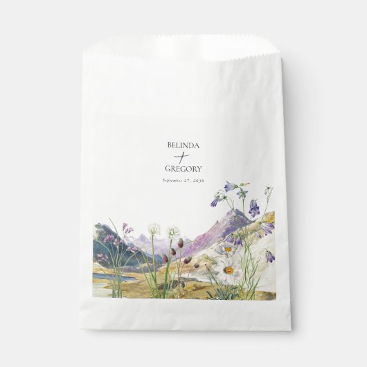 Rustieke Waterverf Wildflower Mountain bruiloft Bedankzakje (Voorkant)