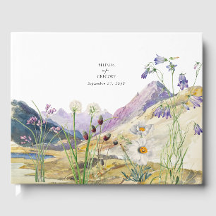 Rustieke Waterverf Wildflower Mountain bruiloft Gastenboek