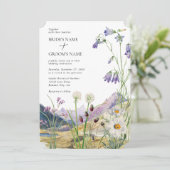 Rustieke Waterverf Wildflower Mountain bruiloft Kaart (Staand voorkant)