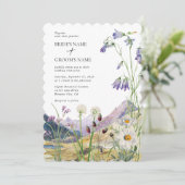 Rustieke Waterverf Wildflower Mountain bruiloft Kaart (Staand voorkant)