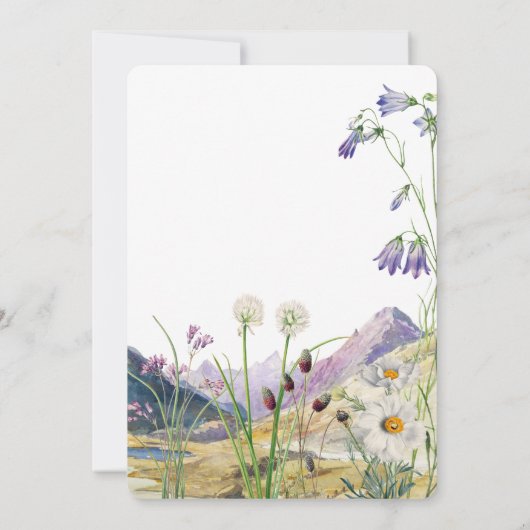 Rustieke Waterverf Wildflower Mountain bruiloft Kaart (Achterkant)
