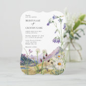 Rustieke Waterverf Wildflower Mountain bruiloft Kaart (Staand voorkant)