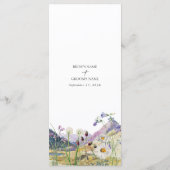 Rustieke Waterverf Wildflower Mountain bruiloft Menu (Achterkant)