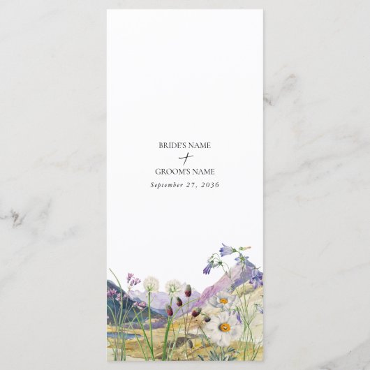 Rustieke Waterverf Wildflower Mountain bruiloft Menu (Achterkant)
