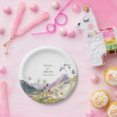 Rustieke Waterverf Wildflower Mountain bruiloft Papieren Bordje (Feest)