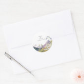 Rustieke Waterverf Wildflower Mountain bruiloft Ronde Sticker (Envelop)