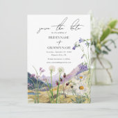 Rustieke Waterverf Wildflower Mountain bruiloft Save The Date (Staand voorkant)