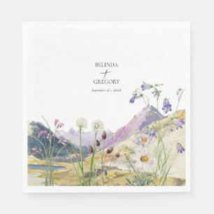 Rustieke Waterverf Wildflower Mountain bruiloft Servet