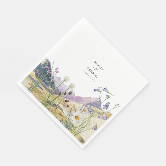 Rustieke Waterverf Wildflower Mountain bruiloft Servet (Hoek)