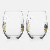 Rustieke Waterverf Wildflower Mountain bruiloft Wijnglas Zonder Voet (Links)