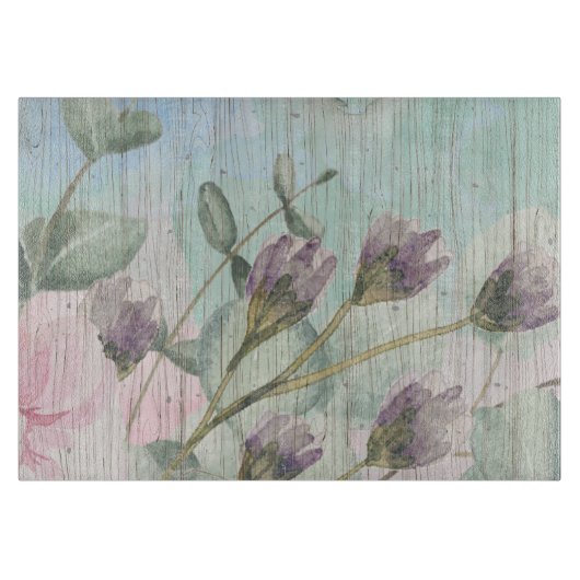 Rustieke Waterverf Wildflowers Snijplank (Voorkant)