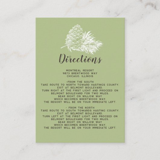 Rustieke Waterverf Winter Bos Denneappel Trouw Informatiekaartje (Voorkant)