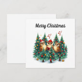 Rustieke waterverf winter dennenbomen koorzang  feestdagenkaart (Voorkant / Achterkant)
