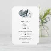 Rustieke Waterverf Winter Mountain Wedding Kaart (Staand voorkant)