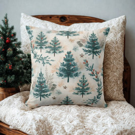 rustieke Waterverf Winter Pine Tree Pattern Kussen