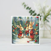 Rustieke Waterverf Winter Pine Trees Caroling Feestdagenkaart (Staand voorkant)