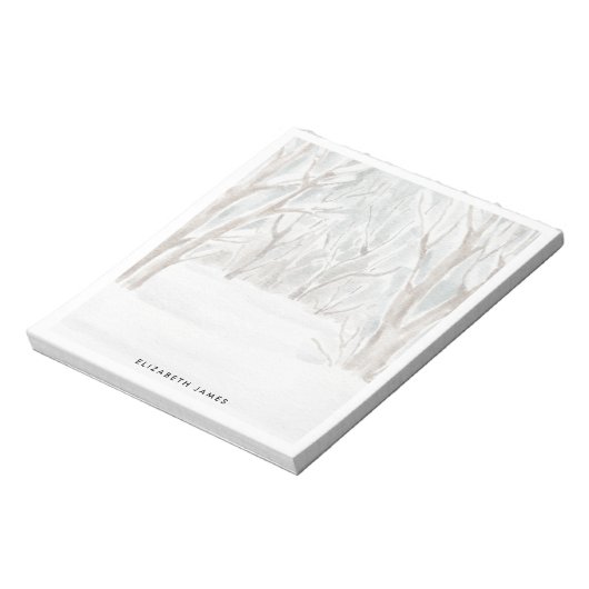 Rustieke Waterverf Winterbos Gepersonaliseerd Notitieblok (Linkerzijde)