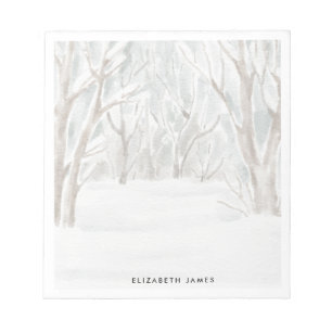 Rustieke Waterverf Winterbos Gepersonaliseerd Notitieblok