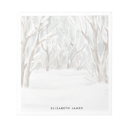 Rustieke Waterverf Winterbos Gepersonaliseerd Notitieblok (Voorkant)