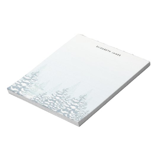 Rustieke Waterverf Winterbos Gepersonaliseerd Notitieblok (Linkerzijde)