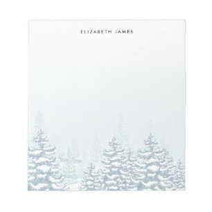 Rustieke Waterverf Winterbos Gepersonaliseerd Notitieblok