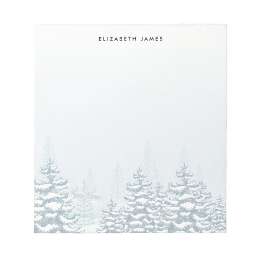 Rustieke Waterverf Winterbos Gepersonaliseerd Notitieblok (Voorkant)