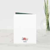 Rustieke waterverf wintergroen met rode bloemen feestdagen kaart (Achterkant)