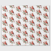 Rustieke Waterverf Winterkardinaal Holly Branch Cadeaupapier (Vlak)