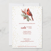 Rustieke Waterverf Winterkardinaal Holly Branch Feestdagenkaart (Voorkant)