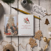 Rustieke Waterverf Winterkardinaal Holly Branch Feestdagenkaart