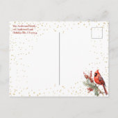 Rustieke Waterverf Winterkardinaal Holly Branch Feestdagenkaart (Achterkant)