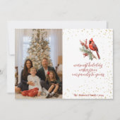 Rustieke Waterverf Winterkardinaal Holly Branch Feestdagenkaart (Voorkant)